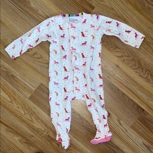 Pink and White Giraffe Print Kids One Piece-magnetic me
